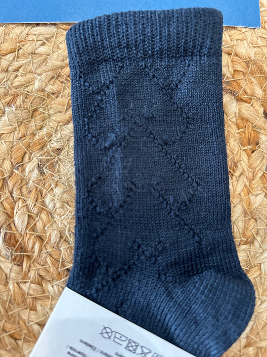 Calzino lungo traforato blu