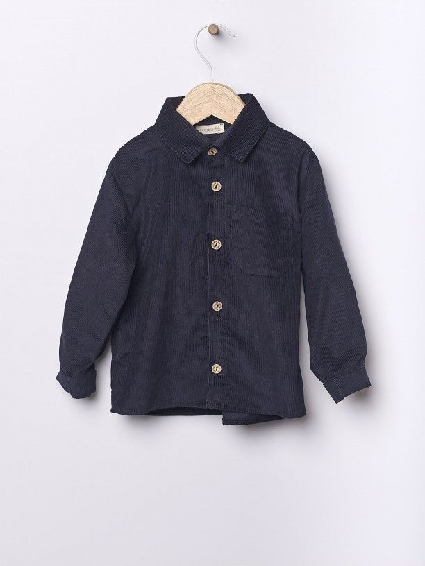 Camicia in morbido velluto 1000 righe blu