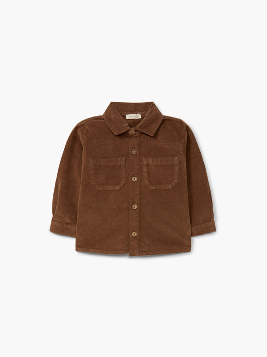 Camicia in velluto millerighe castagno