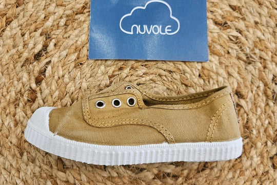 Sneakers in tela mostaza