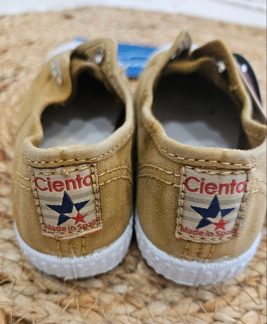 Sneakers in tela mostaza