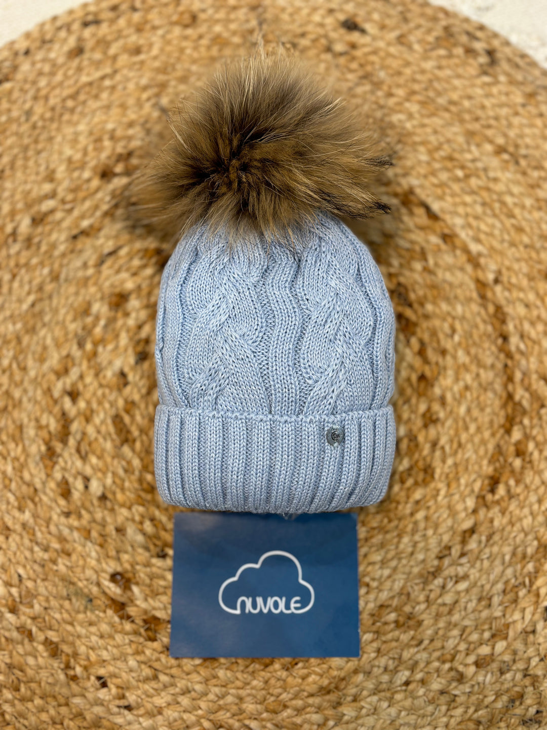 Cappello trecce foderato cielo
