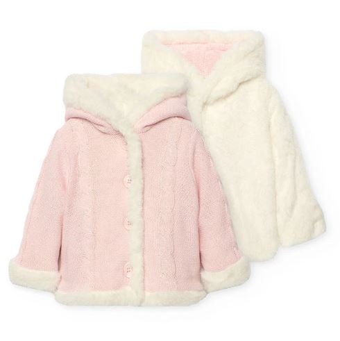 Giubbino in lana reversibile rosa