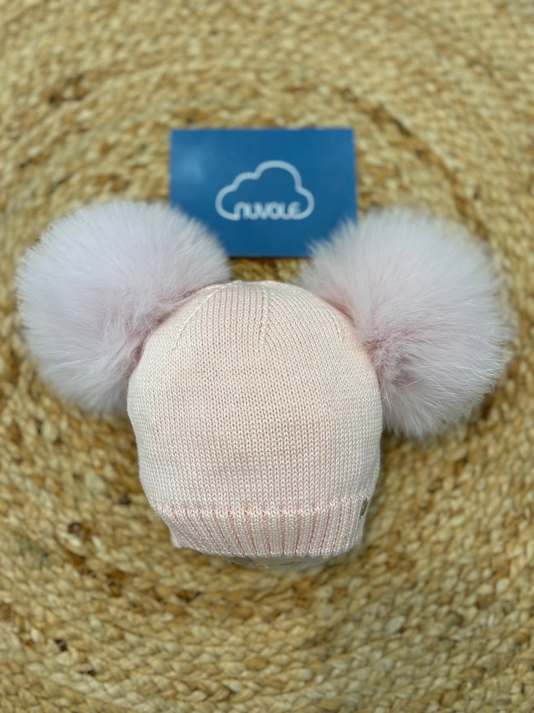 Cappello doppio pompon rosa