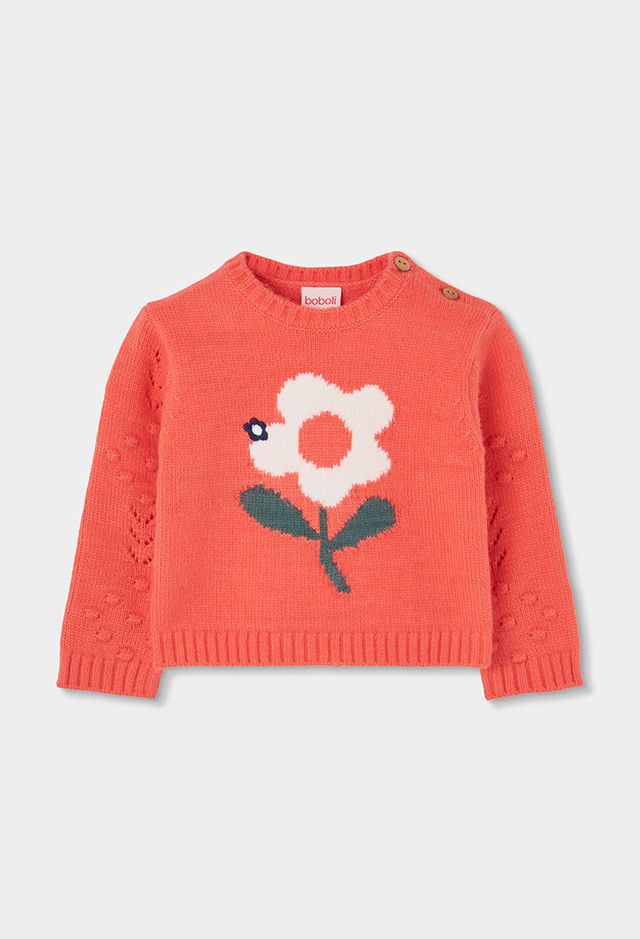 Maglione fiori corallo
