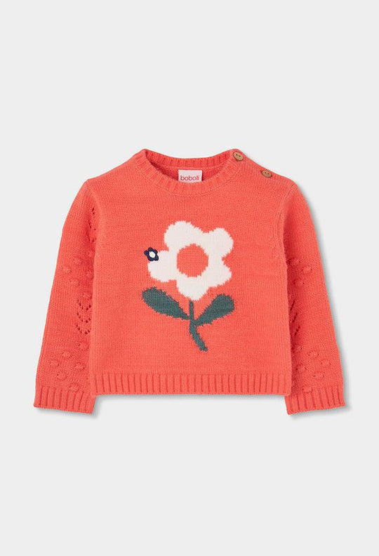 Maglione fiori corallo