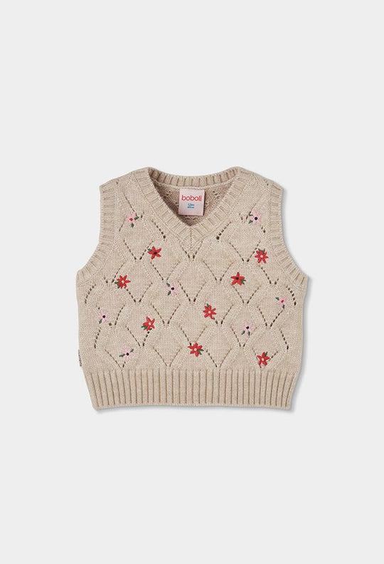 Gilet in lana fiori