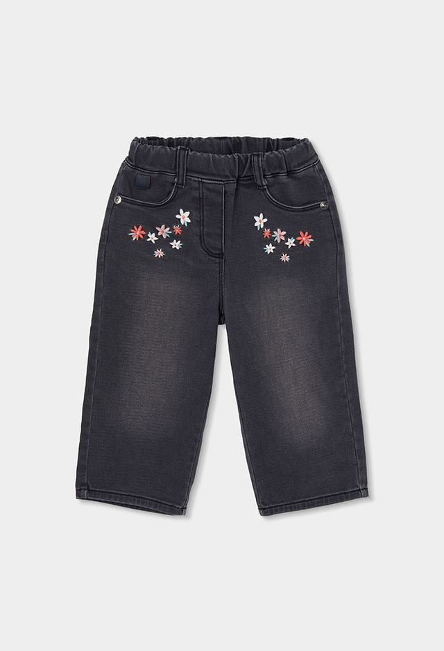 Denim antracite con ricami