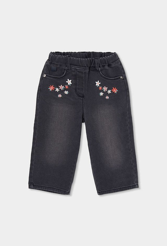 Denim antracite con ricami