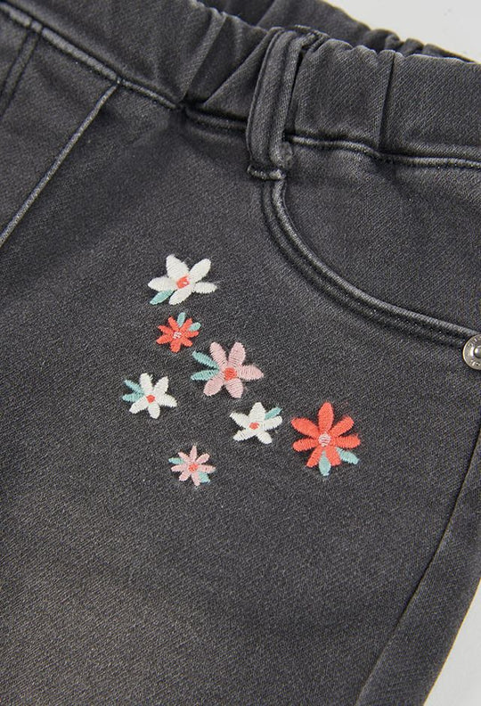 Denim antracite con ricami
