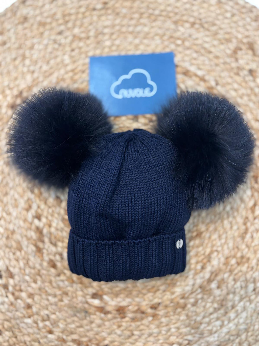 Cappello doppio pompon blu