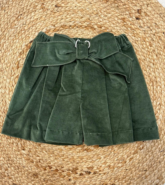 Pantaloncino in velluto con fiocco