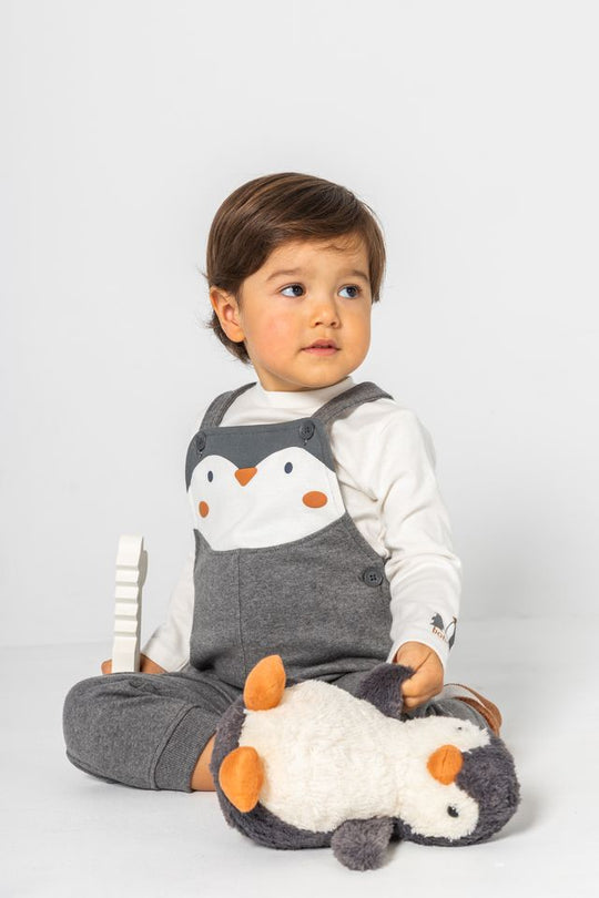 Completo salopette pinguini